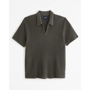 Abercrombie & Fitch Mens Green Cotton Blend Ribbed Knit Polo Shirt Size Medium